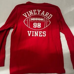Boys medium Vineyard vines long sleeve football shirt coral red